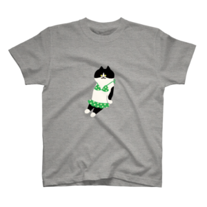 緑のビキニのねこ（大）スタンダードTシャツ