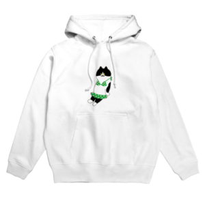緑のビキニのねこ（中・フチあり）パーカー
